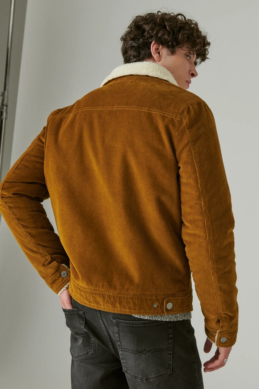 FAUX SHEARLING LINED CORDUROY TRUCKER JACKET, image 3