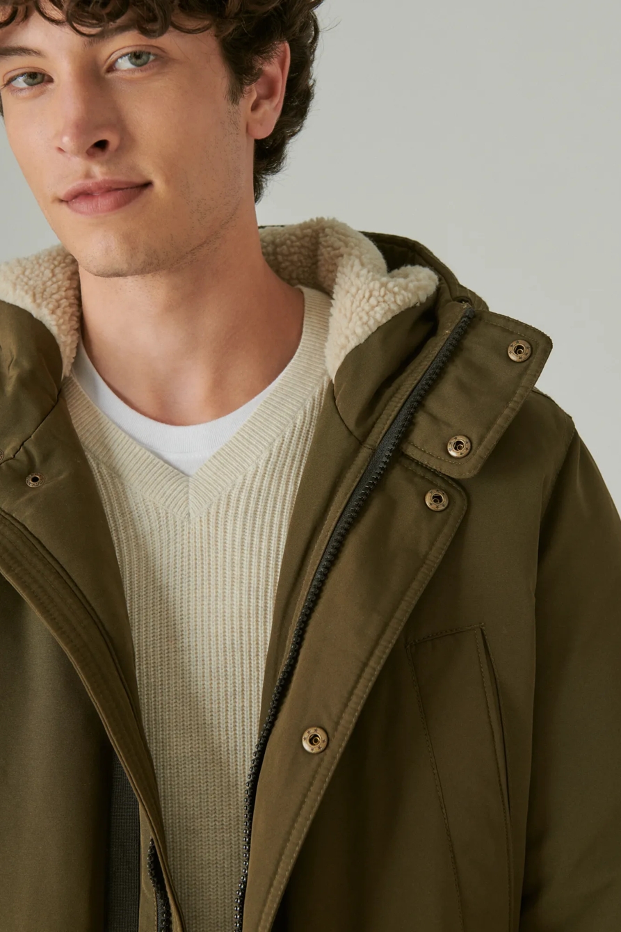 FAUX SHEARLING LINED HOODED PARKA, image 2