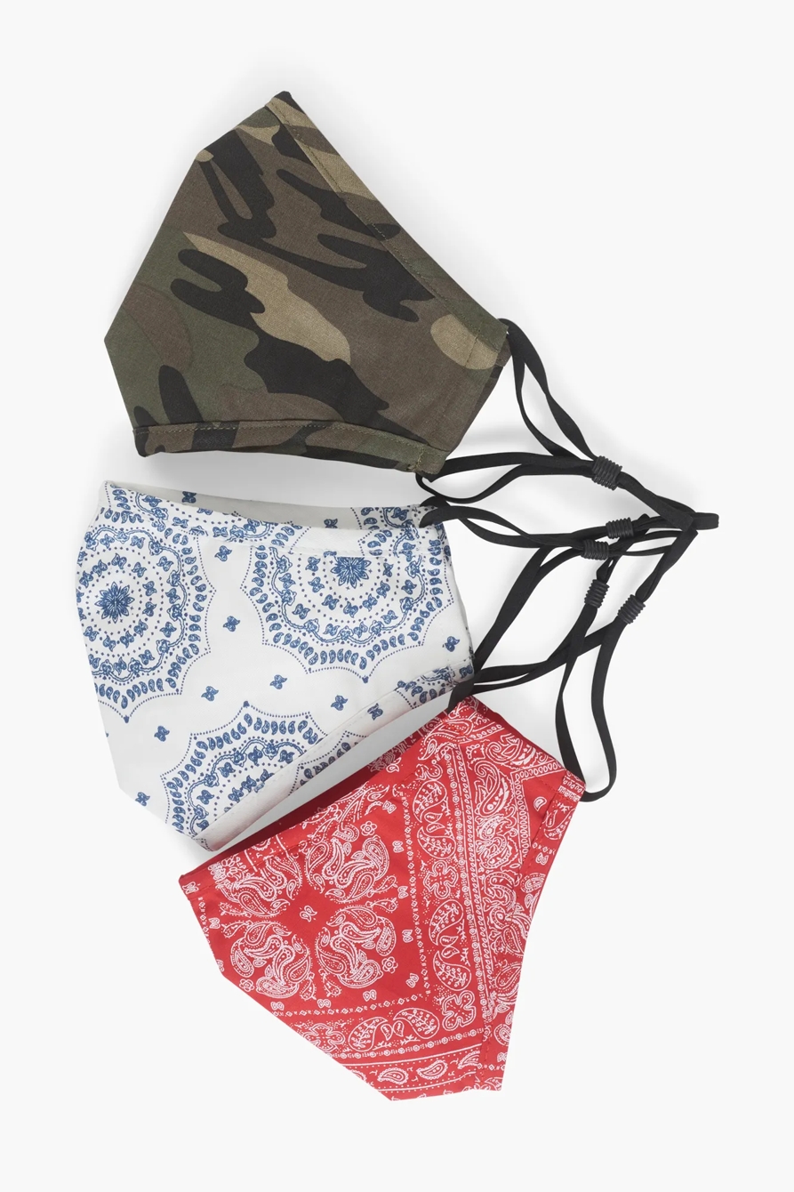 BANDANA AND CAMO MULTI FACE MASK PACK, image 2