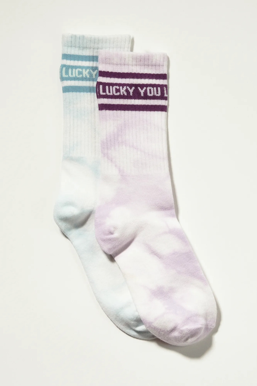 TIE DYE CREW SOCK 2 PK, image 2