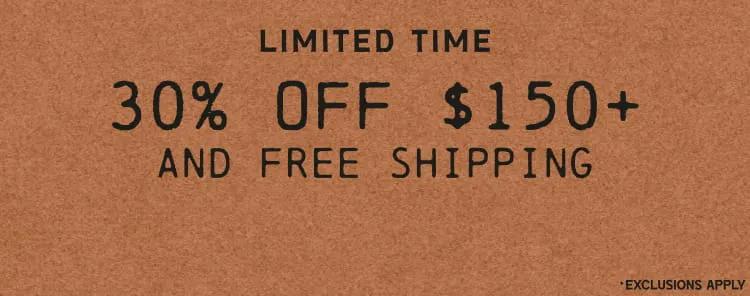 30% Off $150 AND Free Shipping Background