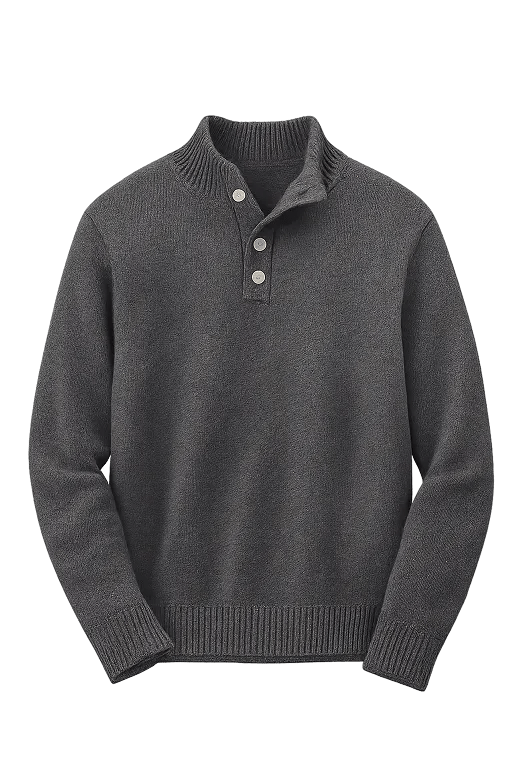 Mock Neck Henley Sweater