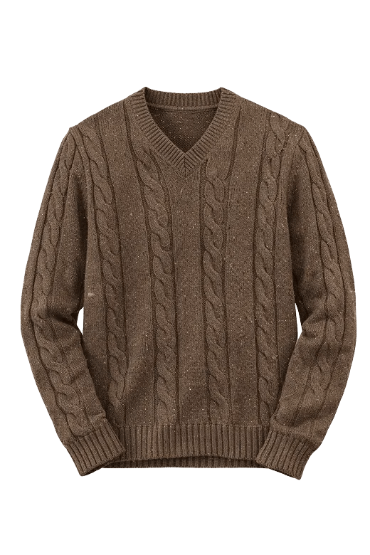 V-Neck Cable Sweater